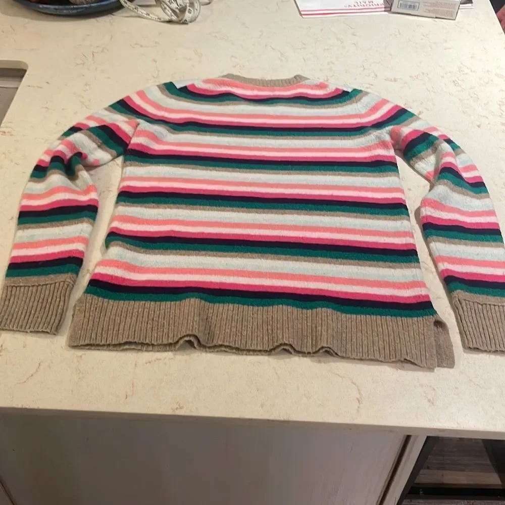J.Crew striped holiday sweater SZ small wool blend